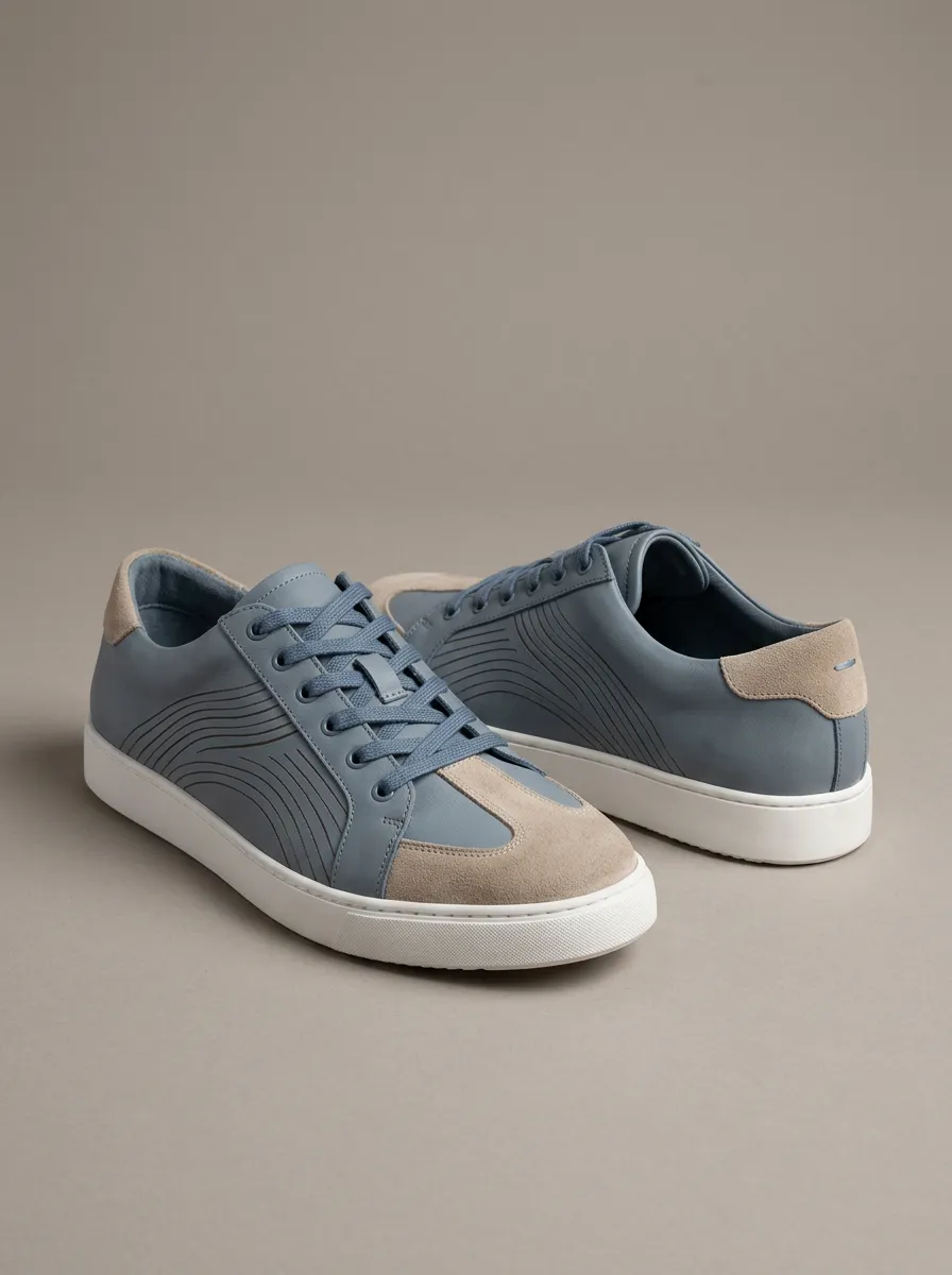 Men's Minimalist Suede Wave Pattern Printed Casual Shoes