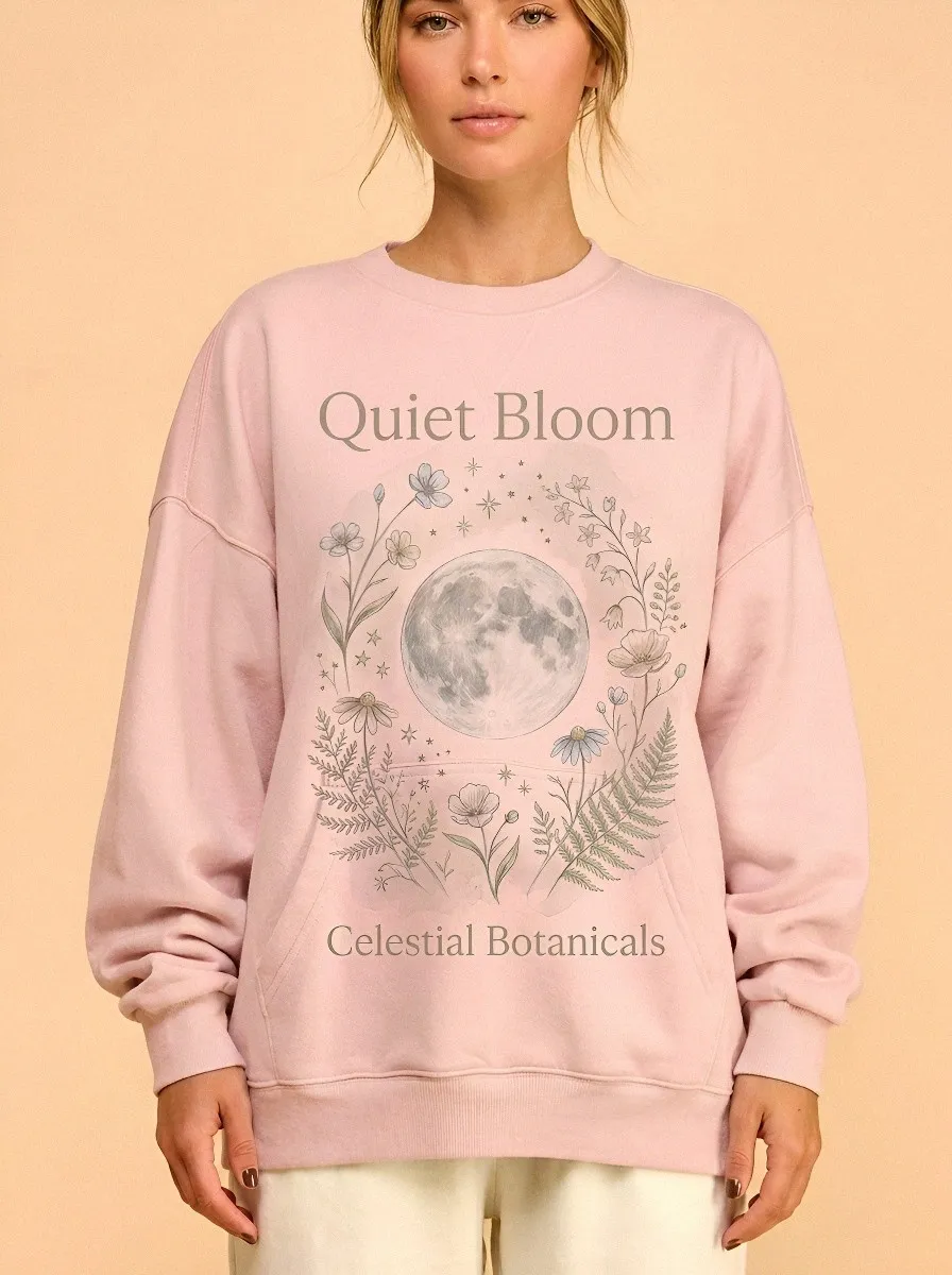 Women's Celestial Moon Floral Quiet Bloom Printed Sweatshirt