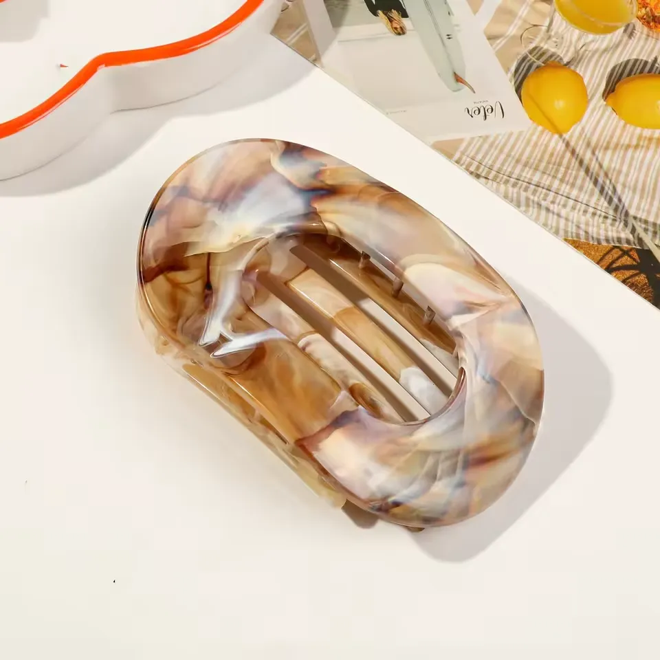 Marble Oval Hair Clip