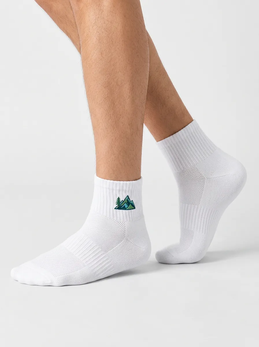 White Summit Mountain Graphic Training Ankle Socks