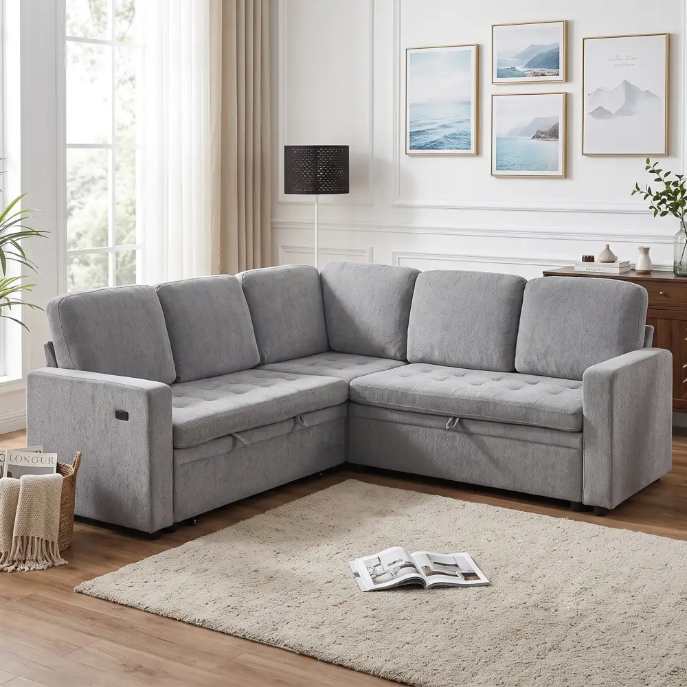L Shaped Storage Pull Out Sofa Bed