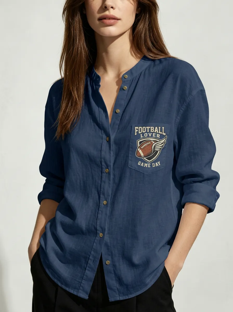 Women's Football Lover Winged Ball Game Day Printed Shirt