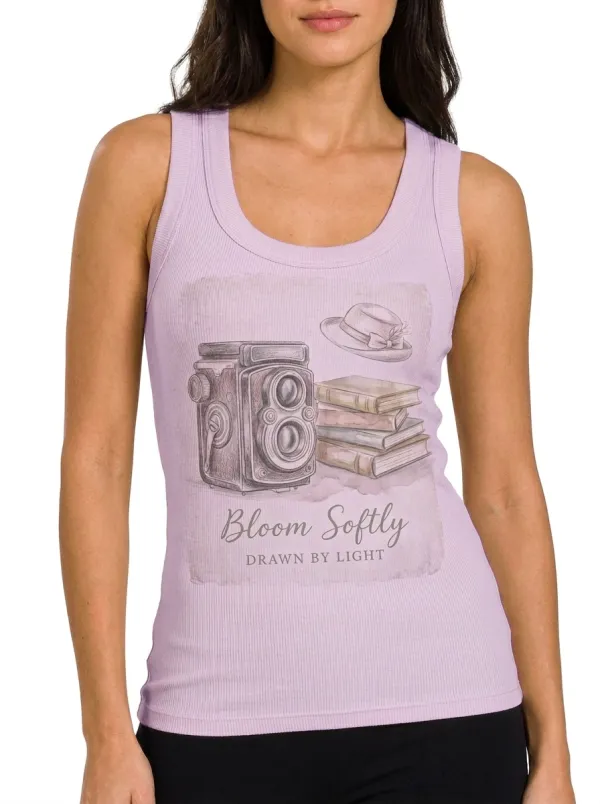 Women's Vintage Photography Lover Camera Books Printed Tank Top