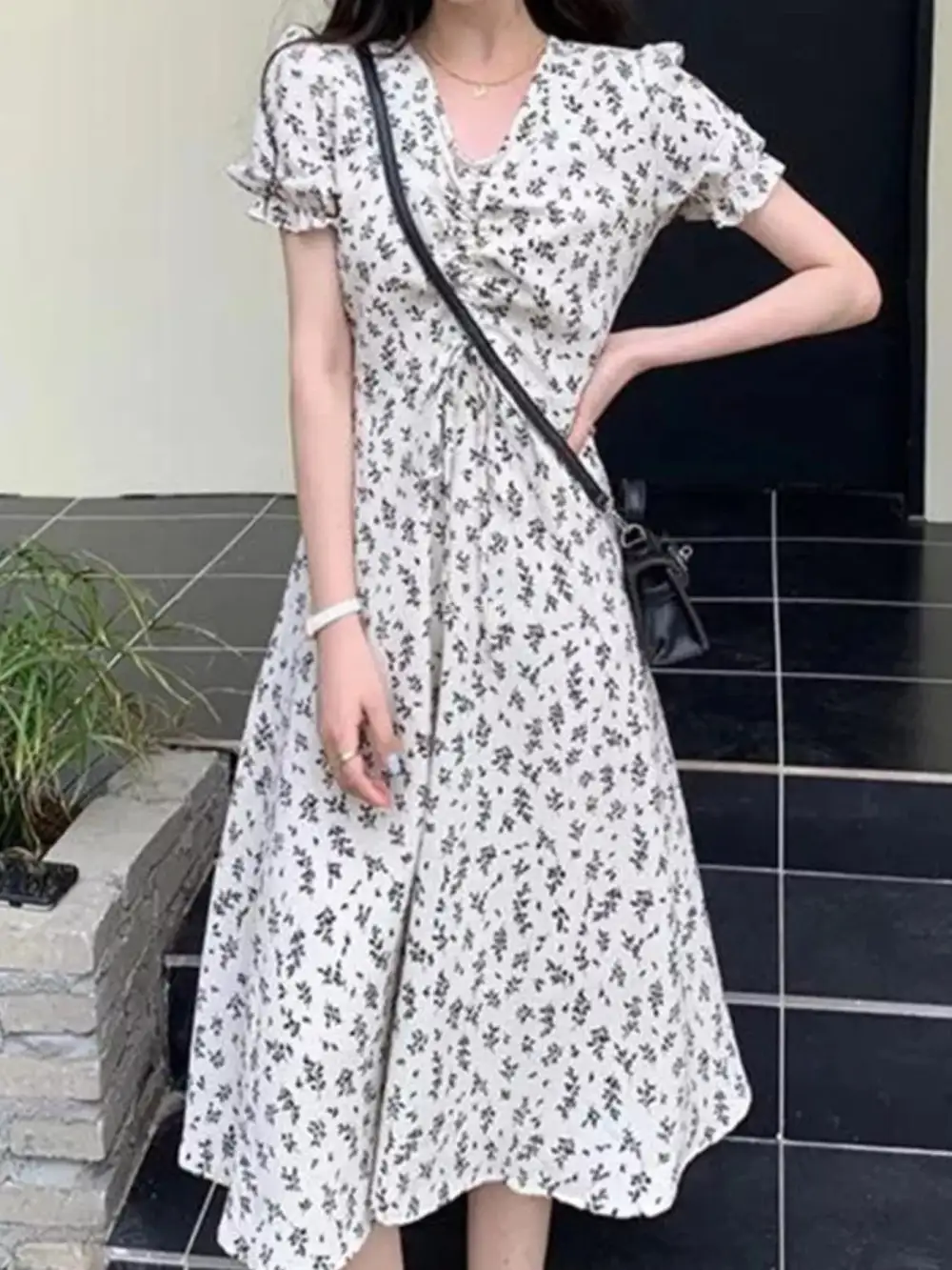Puff Sleeve Midi Dress