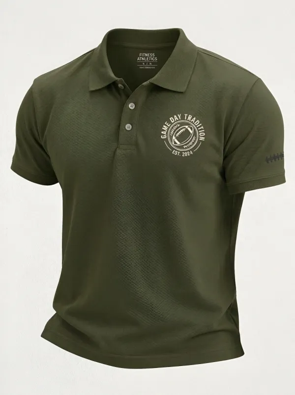 Men's American Football Game Day Tradition Printed Polo Shirt