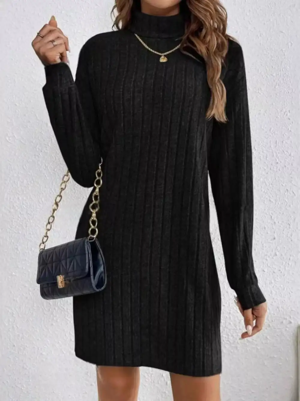 Ribbed Long Sleeve Mini Dress