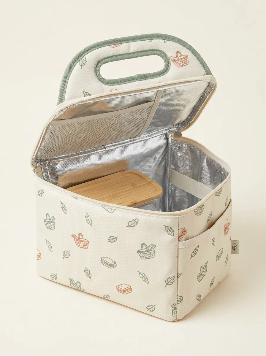 Picnic Lover Basket Sandwich Printed Insulated Lunch Bag