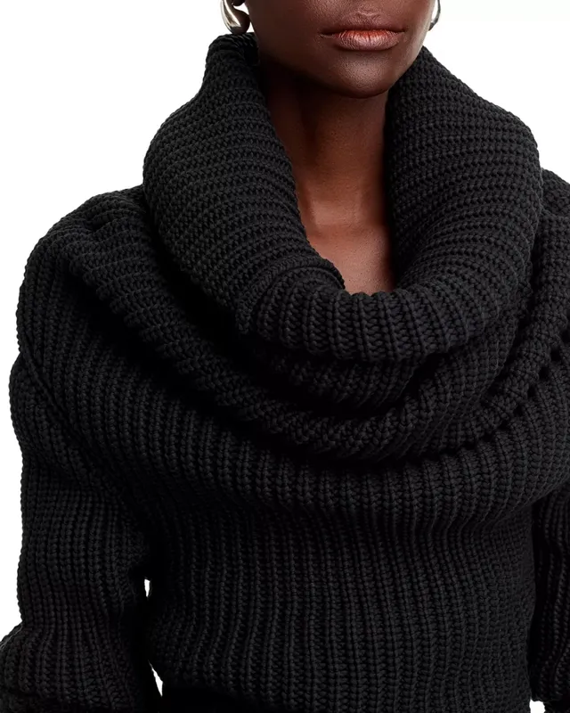 Ribbed Wool Blend Long Sleeve Top