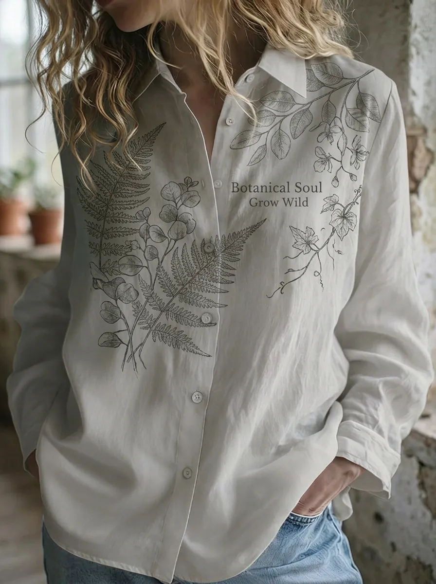 Botanical Soul Fern Casual Shirt Modern