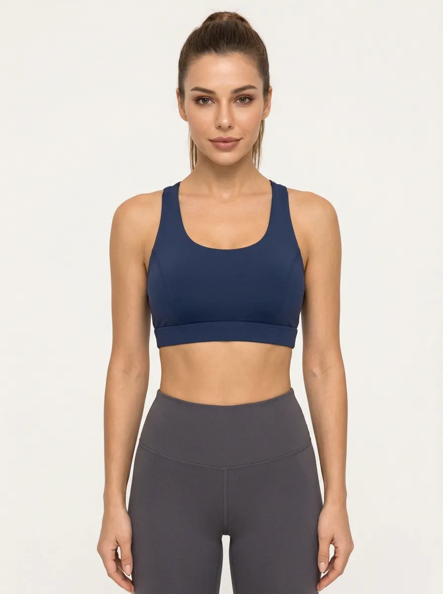Women's Cross Back Fitness Bra with Printed Detail
