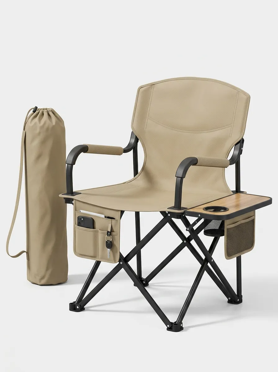 Foldable Camping Chair with Side Table