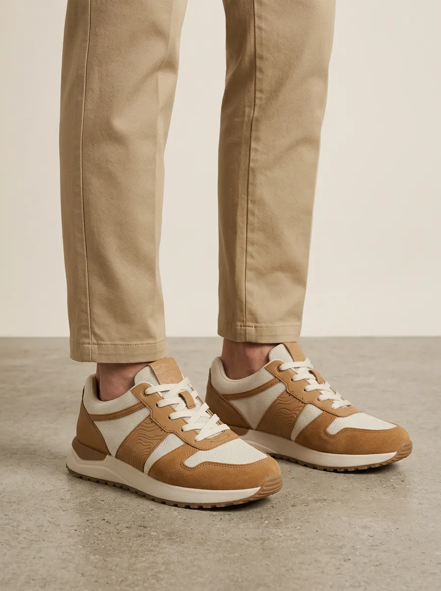 Unisex Everyday Minimalist Topographic Pattern Print Sneakers