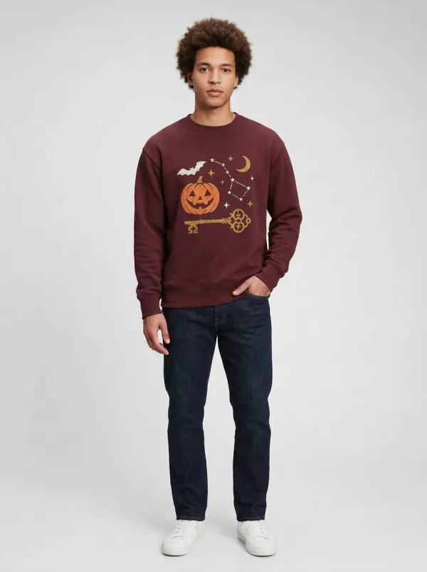 Men's Halloween Pumpkin Bat Constellation Key Sweatshirt