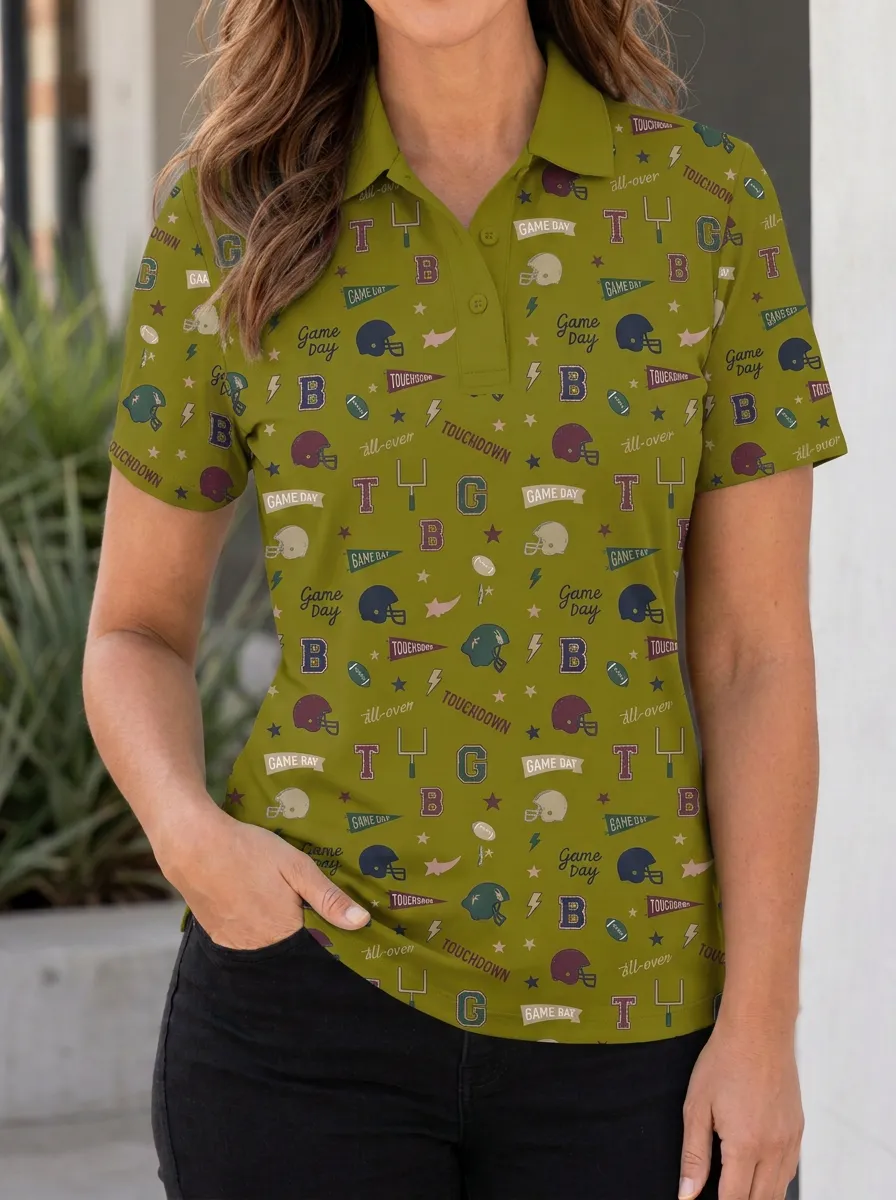 Football Fan Game Day Pattern Graphic Polo Shirt