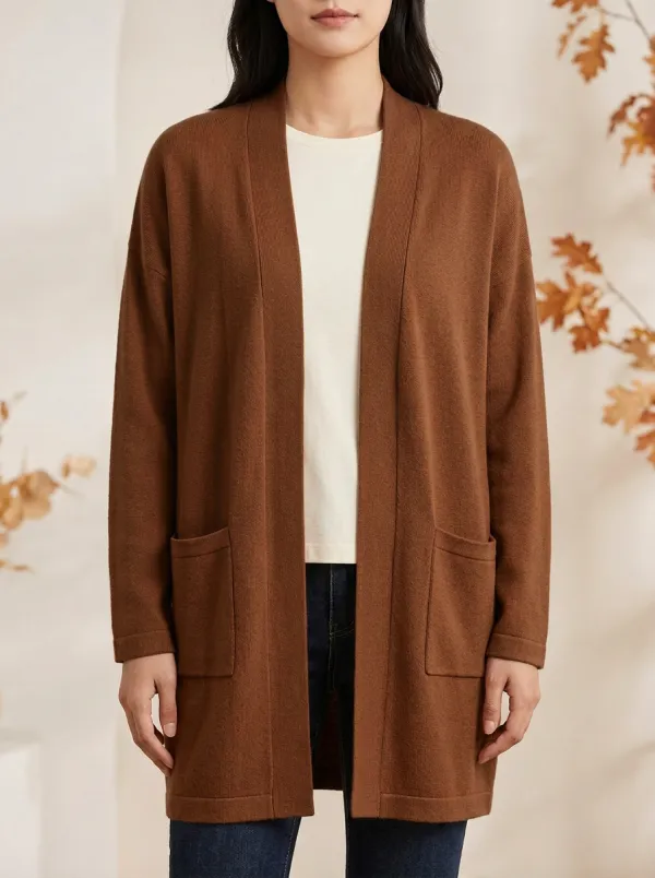 Simple Open-Front Knit Cardigan