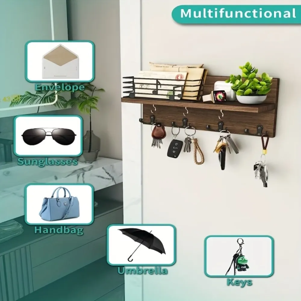 Multifunctional Wall Shelf with Hooks