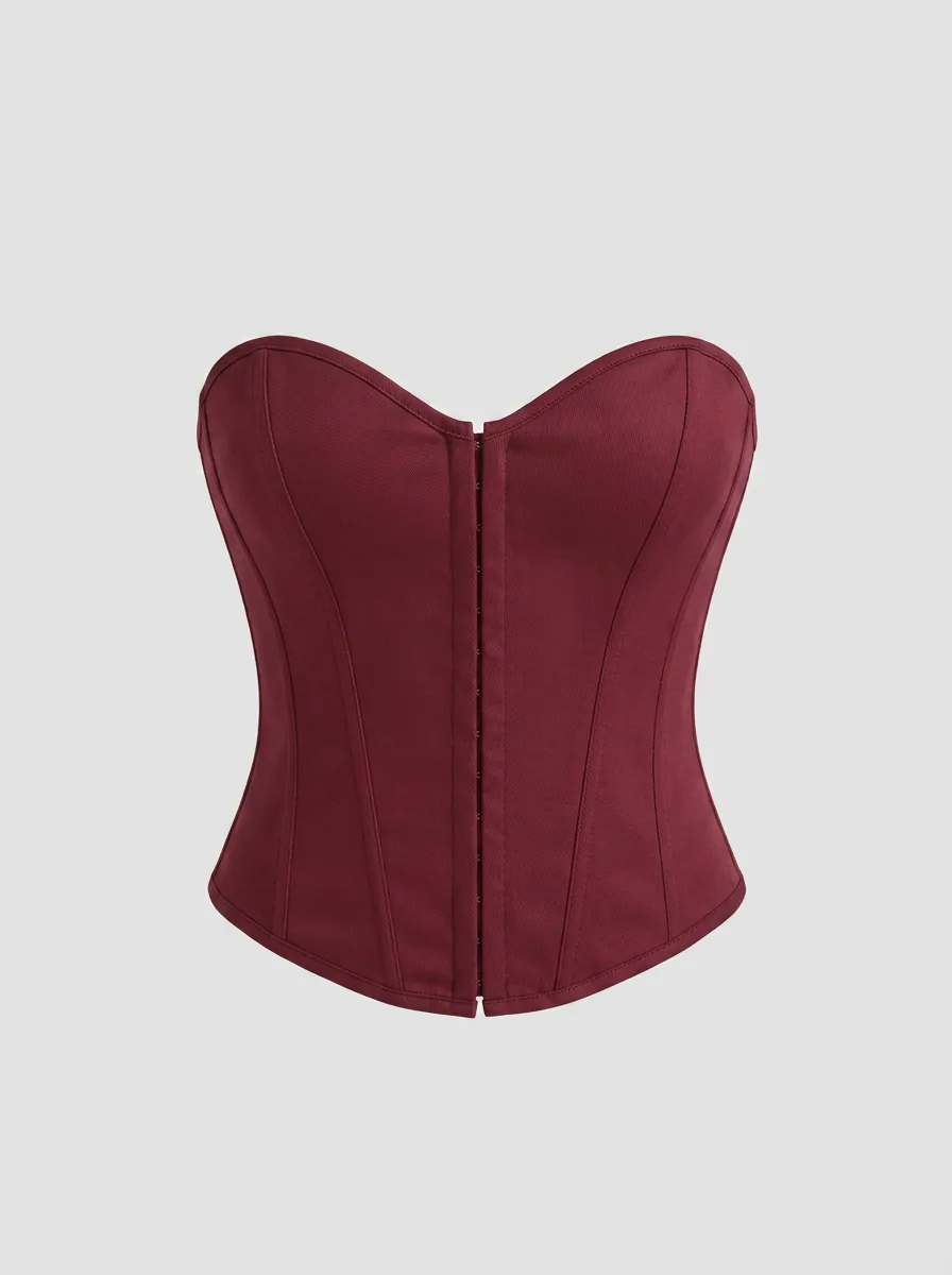 Hook-and-Eye Sweetheart-Neck Women's Corset-Style Top
