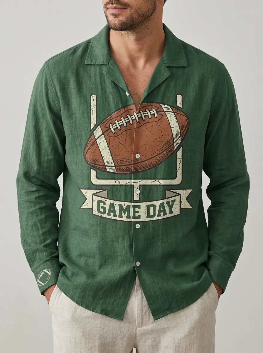 Men's American Football Game Day Goalpost Printed Shirt