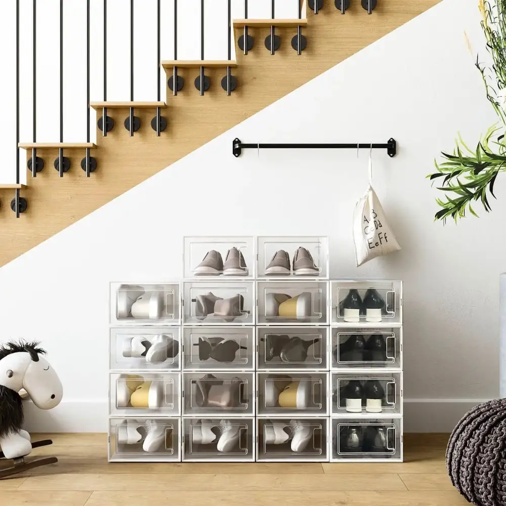 Stackable Foldable Front Opening Shoe Storage Box