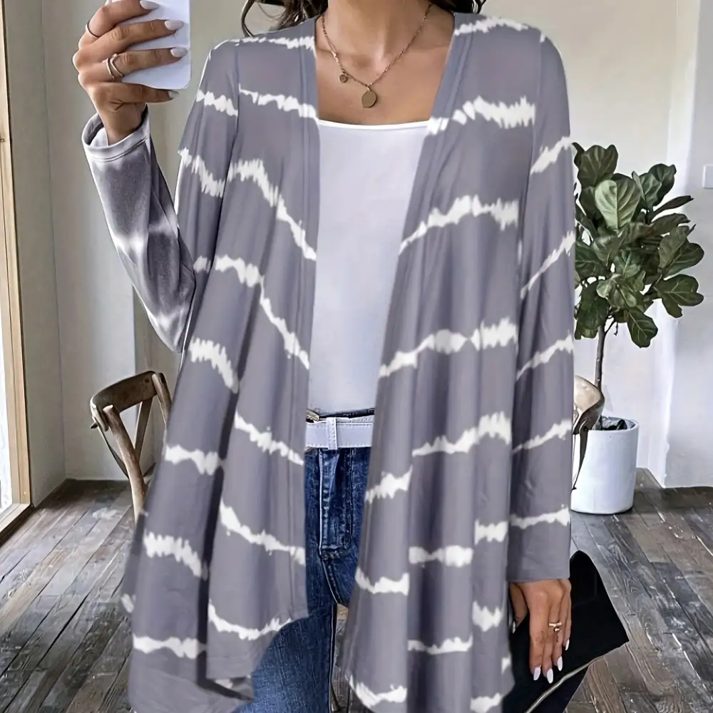 Printed Open Front Jacket