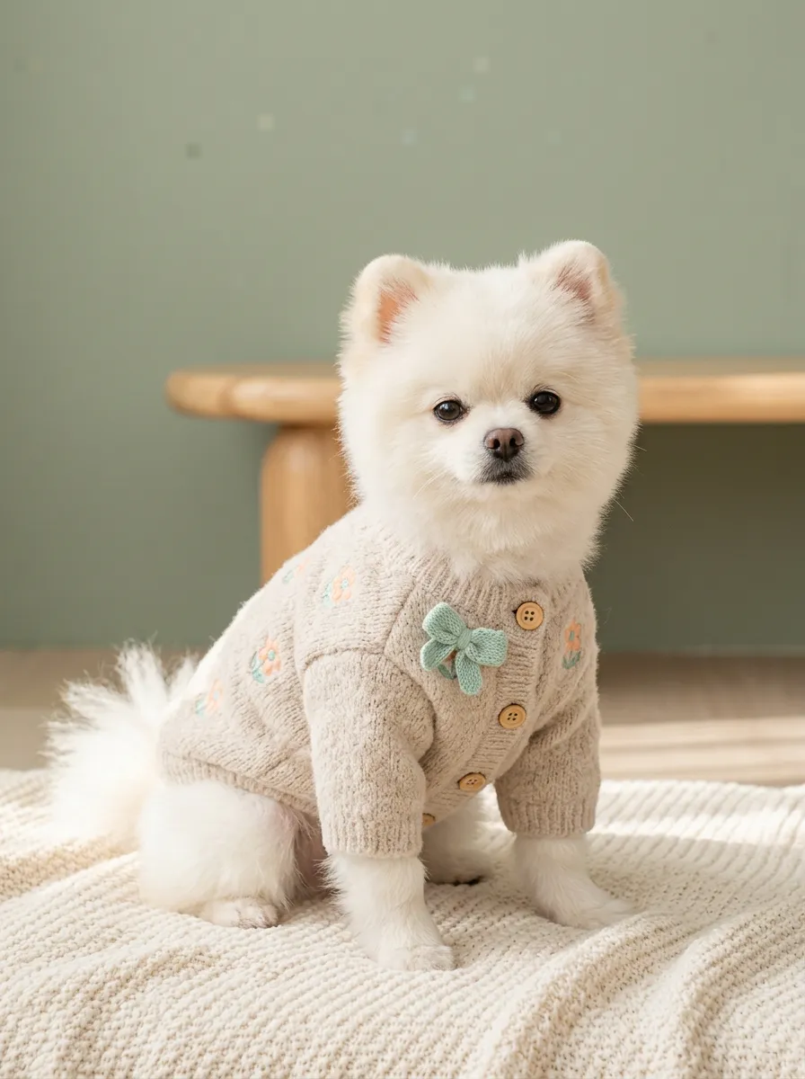 Floral Knitted Buttoned Pet Cardigan
