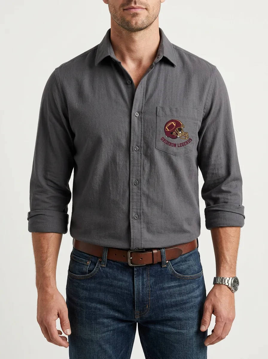 Men's Football Fan Gridiron Legends Helmet Printed Button-Down Shirt
