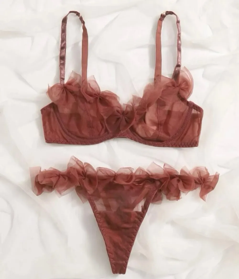 Mesh Ruffle Lingerie Set