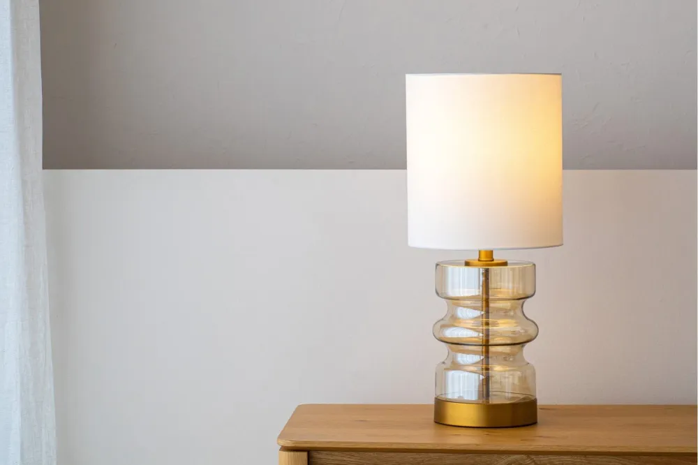 Amber Glass Tall Table Lamp