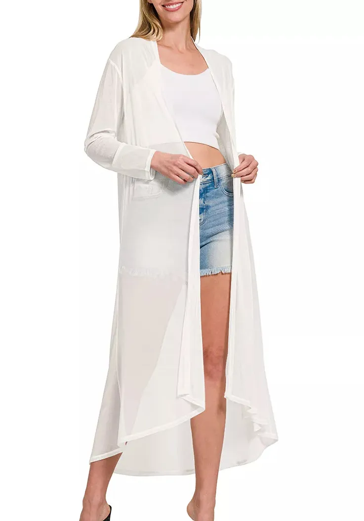 Soft Mesh Open Front Cardigan