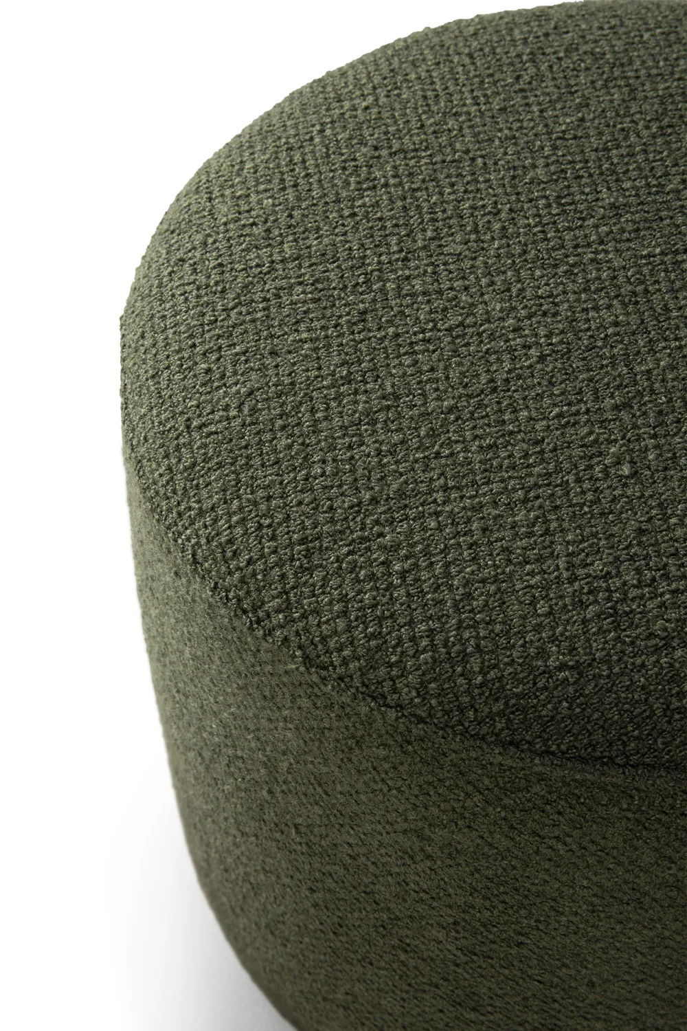 Cylindrical Textured Upholstered Pouf