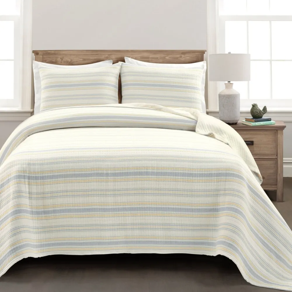 Everyday Cotton Striped Quilt Bedding Set
