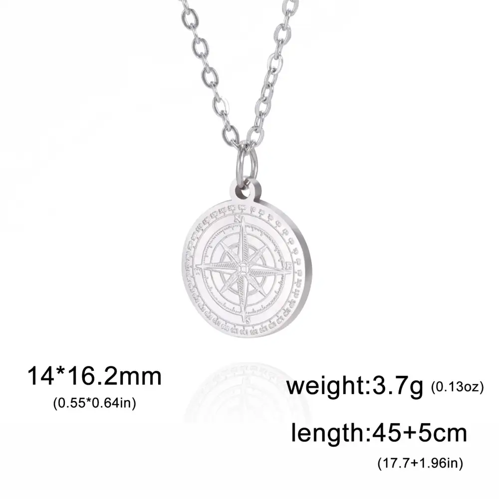 Stainless Steel Compass Vintage Men's Necklace
