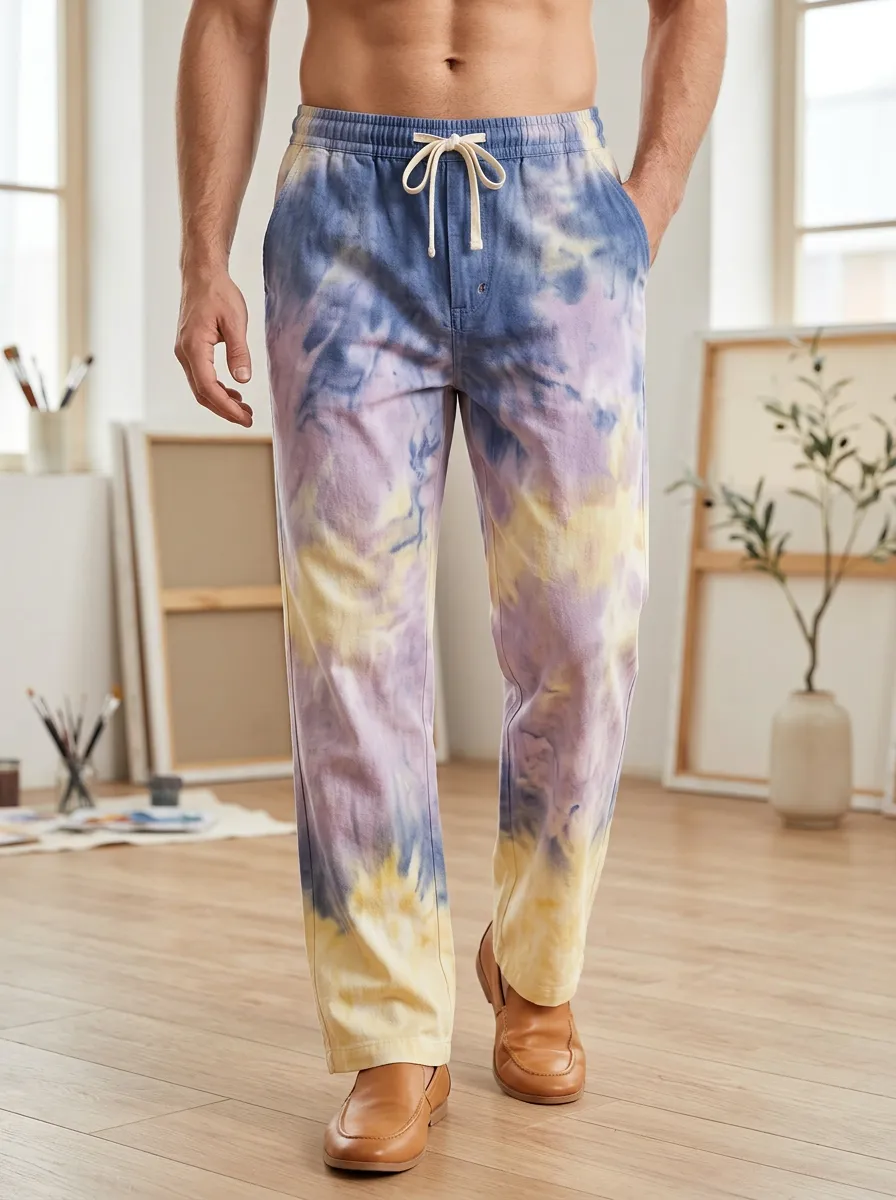 Men's Casual Lounge Tie-Dye Pattern Printed Pants