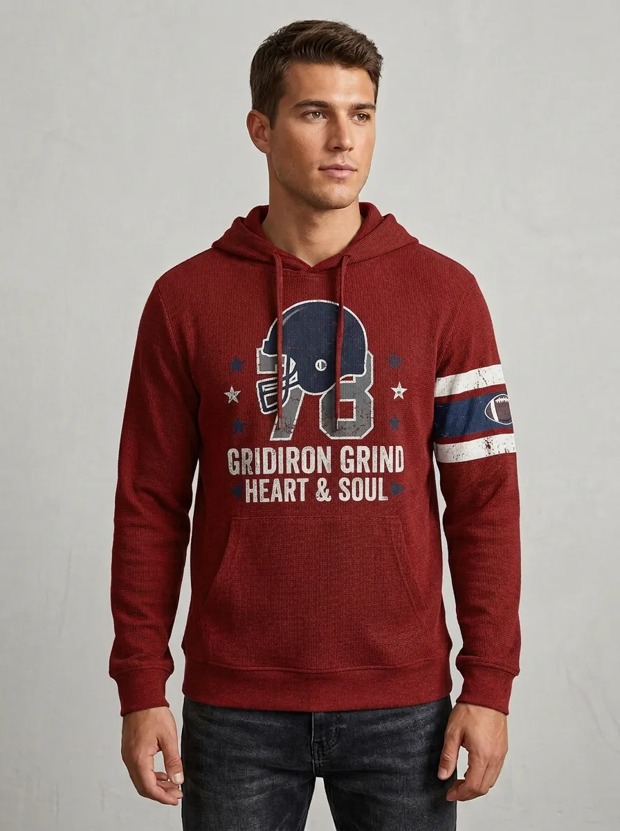 Men's American Football Gridiron Grind Helmet Printed Hoodie