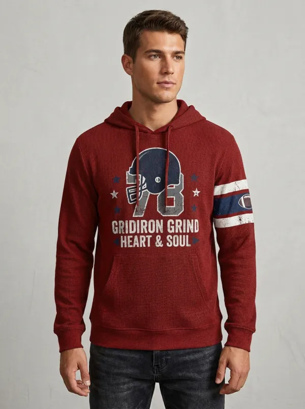Men's American Football Gridiron Grind Helmet Printed Hoodie