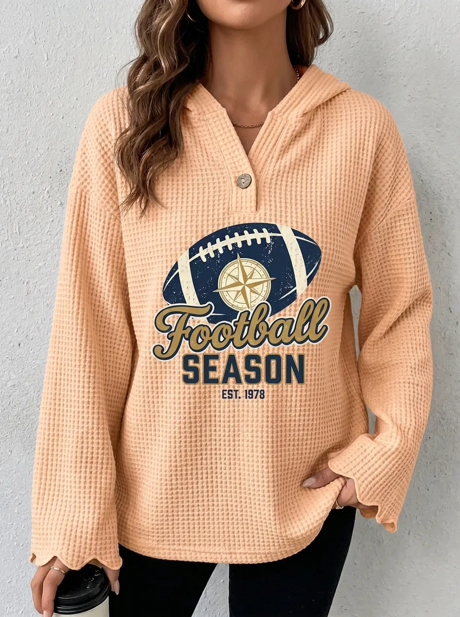 Football Graphic Casual Hoodie