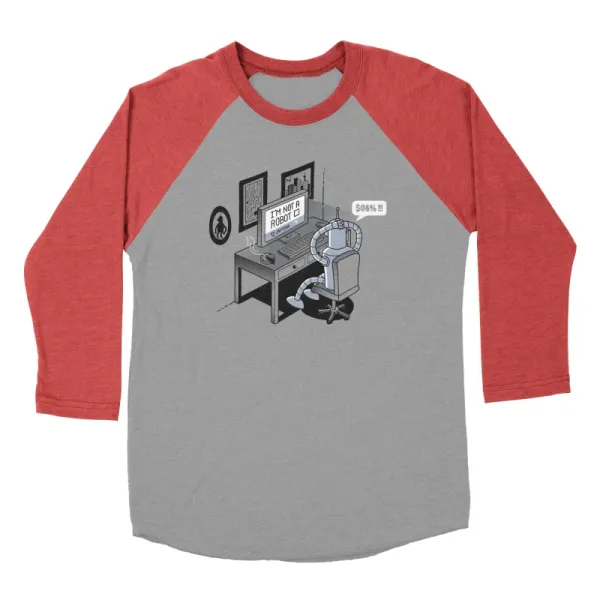 Men's Cartoon Robot Graffiti Round-Neck Long-Sleeve T-Shirt