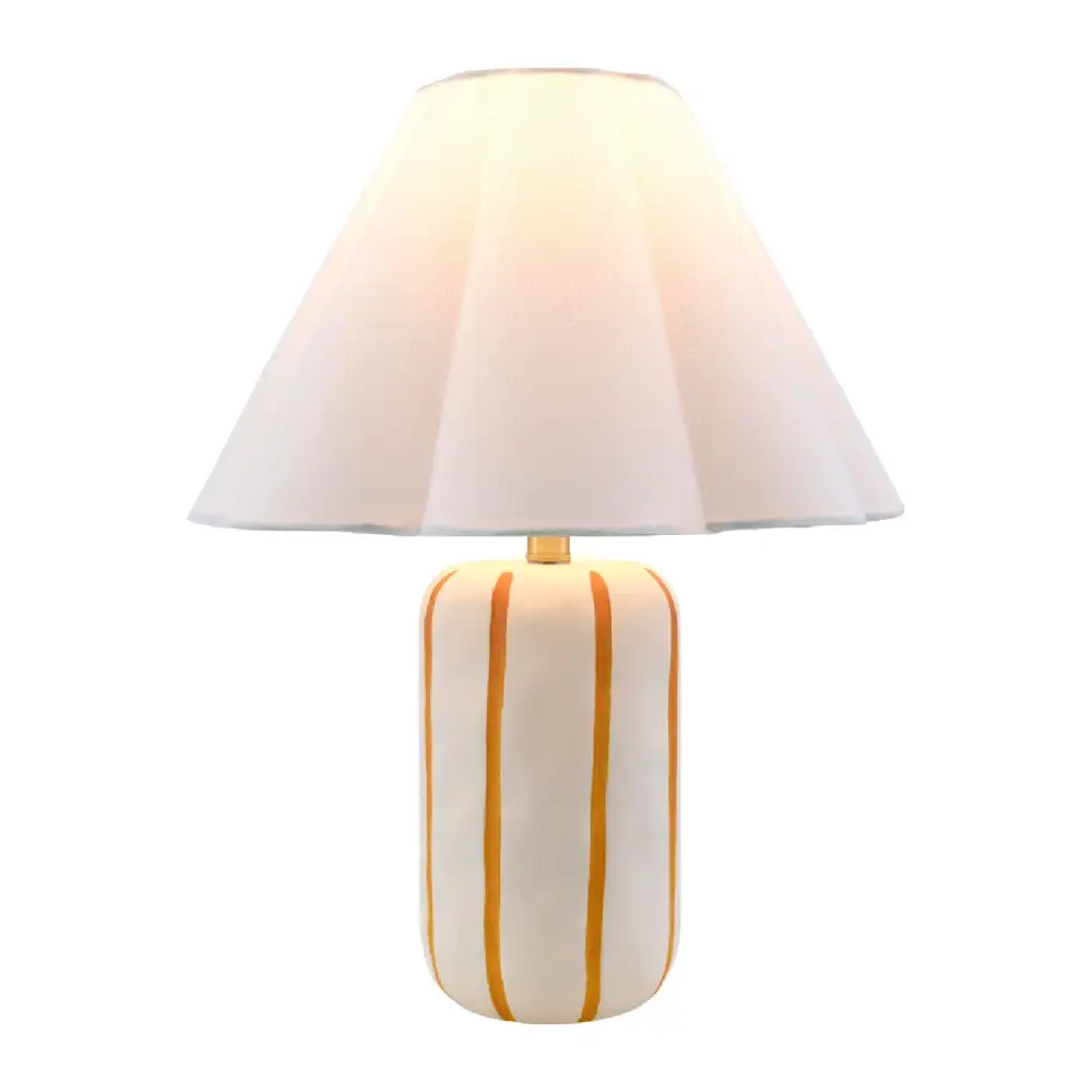Ceramic Scalloped Linen Table Lamp