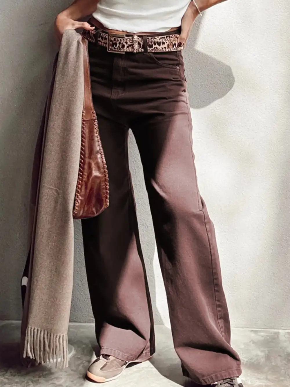Straight Leg Collared Denim Jeans