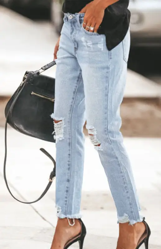Anna Distressed Ripped Denim Jeans