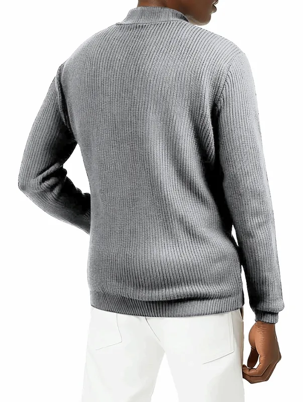 Grey Zip Front Sweater