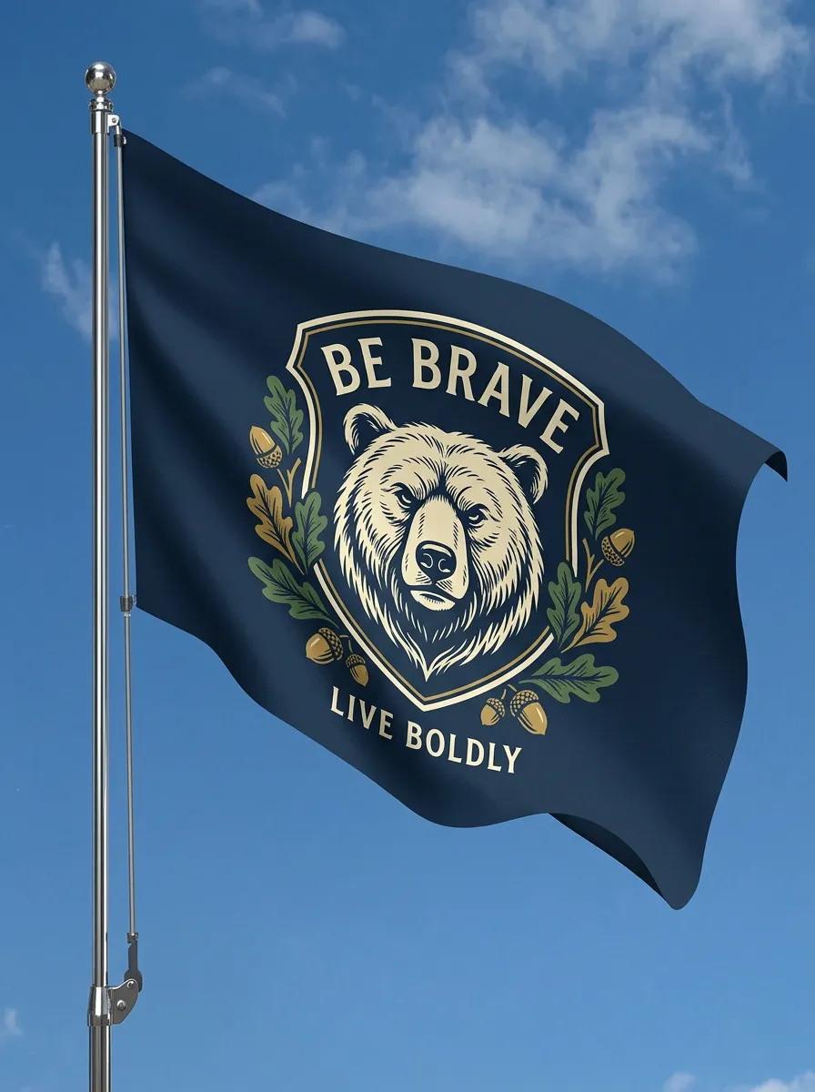 Be Brave Bear Oak Leaf Flag