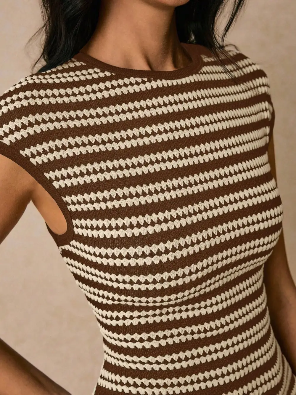 Bodycon Cotton Striped Midi Dress