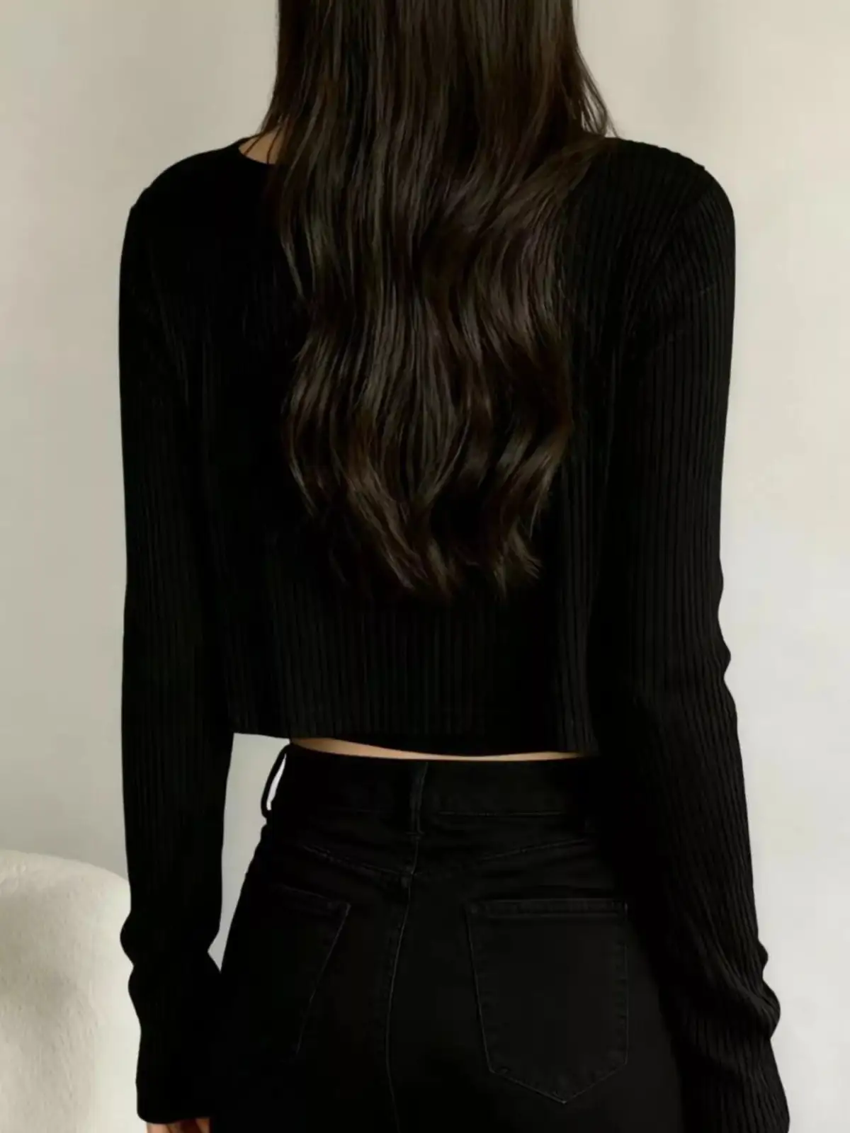 Buttoned Ribbed-Knit Cardigan Matching Set