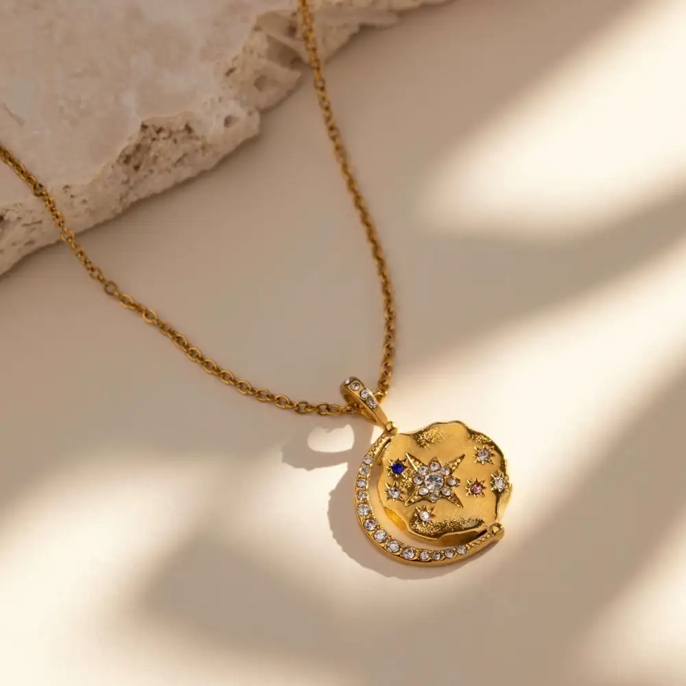 Multicoloured Star & Moon Necklace Necklace
