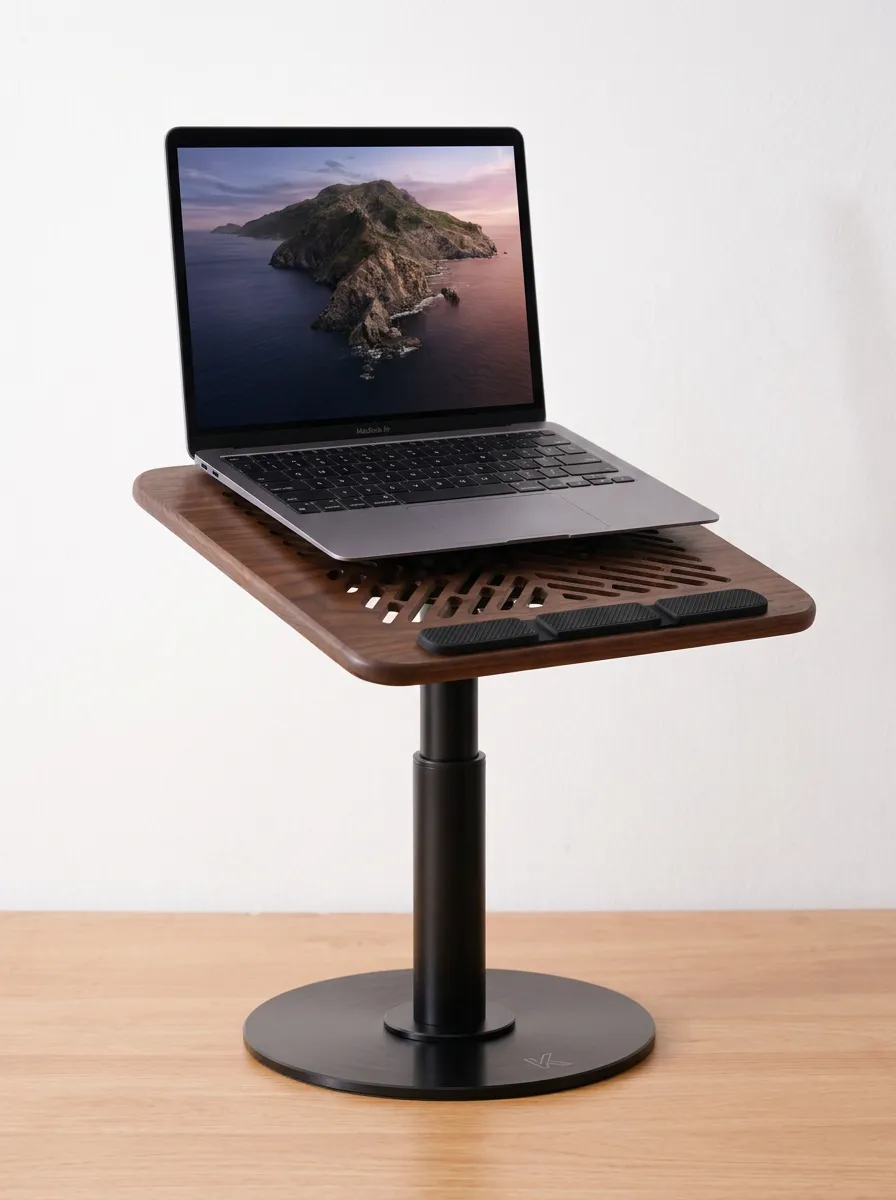 Unisex Tech Enthusiast Walnut Wood Vented Printed Laptop Stand