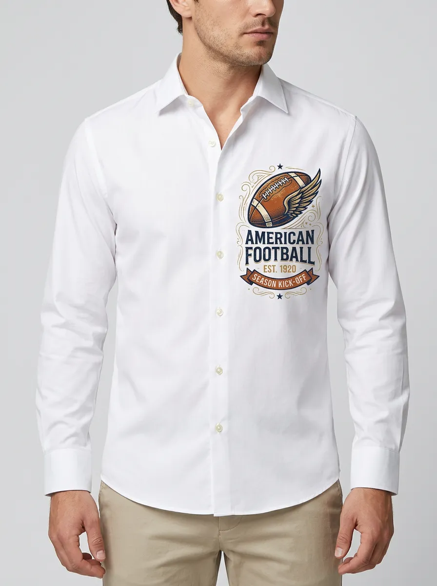 Men's American Football Winged Ball Season Kick-off Printed Shirt