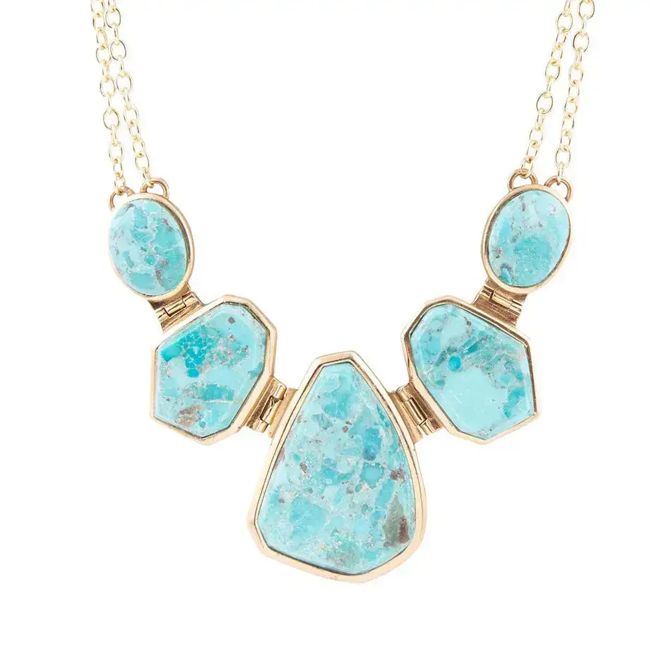 Chain Statement Turquoise Bronze Necklace