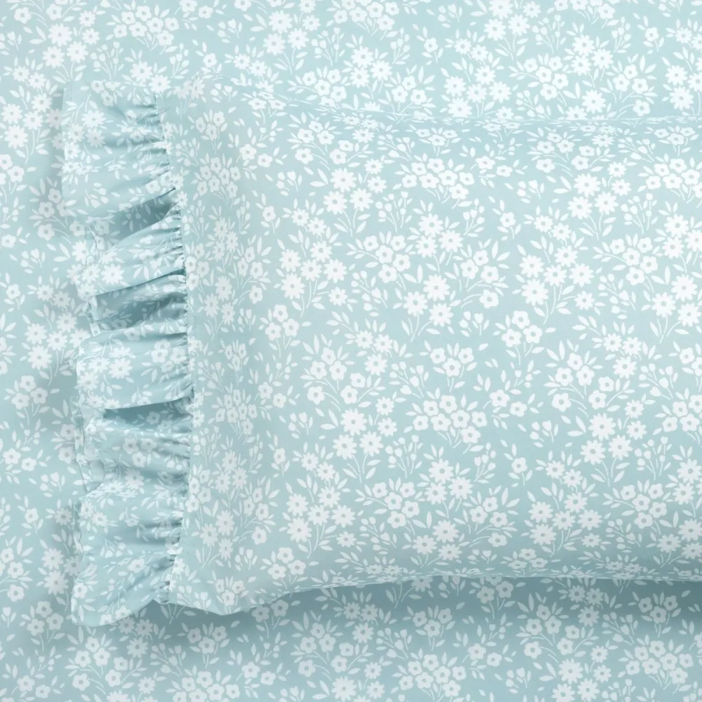 Floral Ruffled Garden Sheet Bedding Set