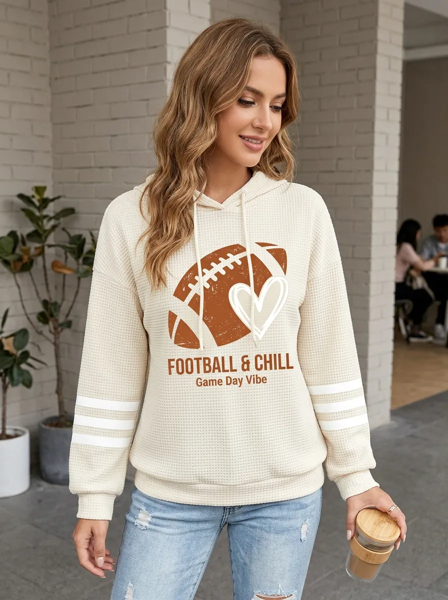 Women's Bold Gridiron Heart Ball Graphic Hoodie